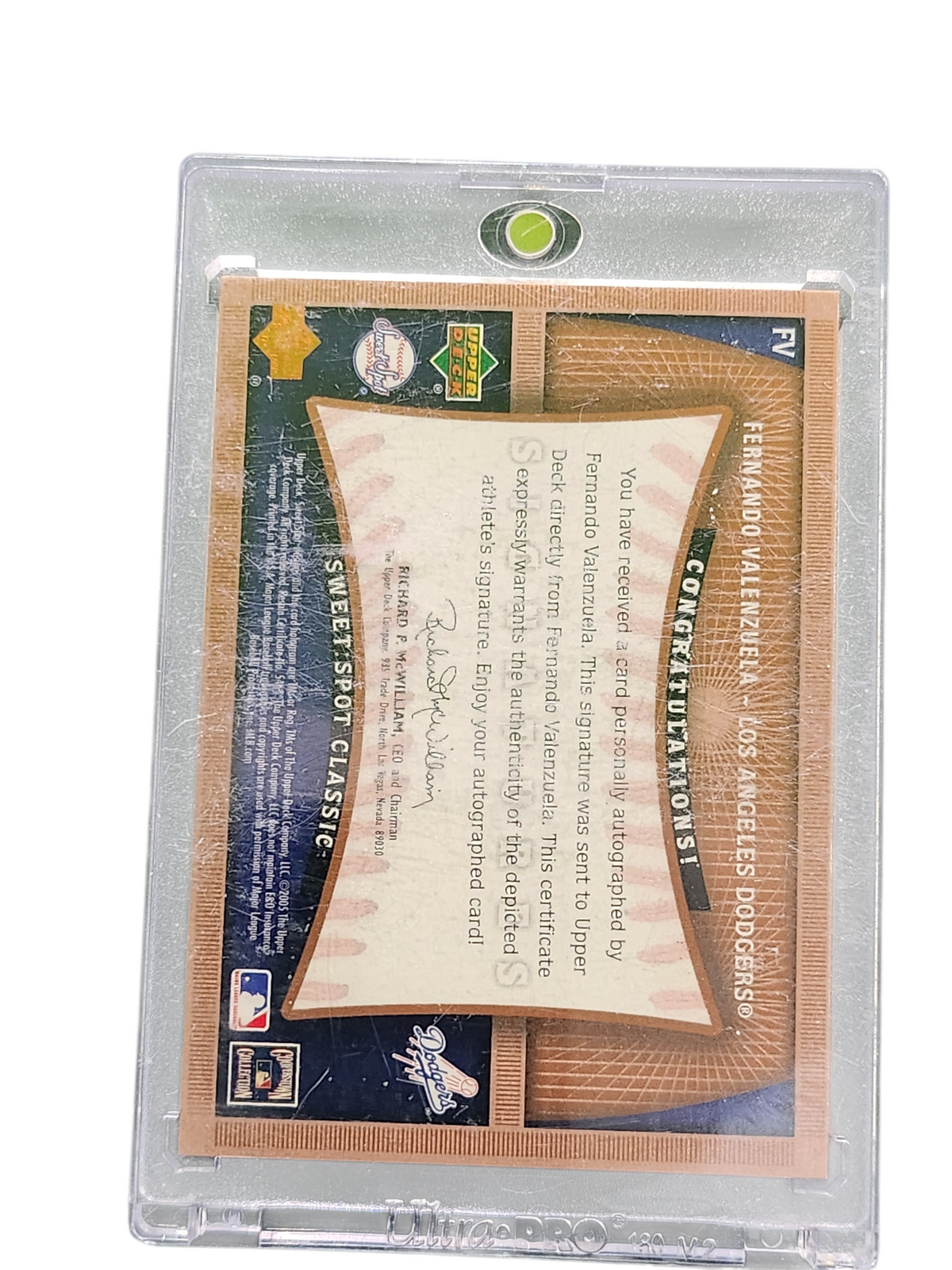 2005 Upper Deck Sweet Spot Fernando Valenzuela #Fv Sweet Spot Classic Signatures