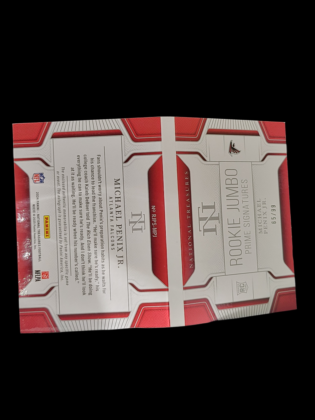 2024 Panini National Michael Penix Jr. #Rjps-Mpj /99 Rookie Jumbo Prime Rc