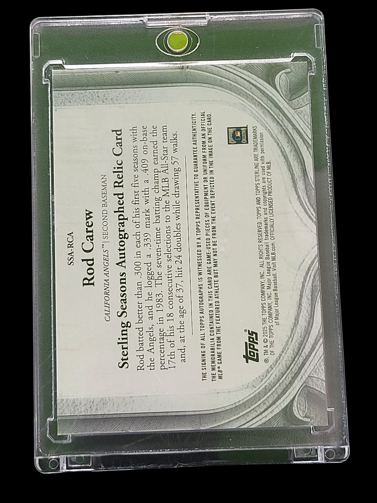 2023 Topps Sterling Rod Carew #Ssa-Rca Triple Relic 01/10 Memorabilia