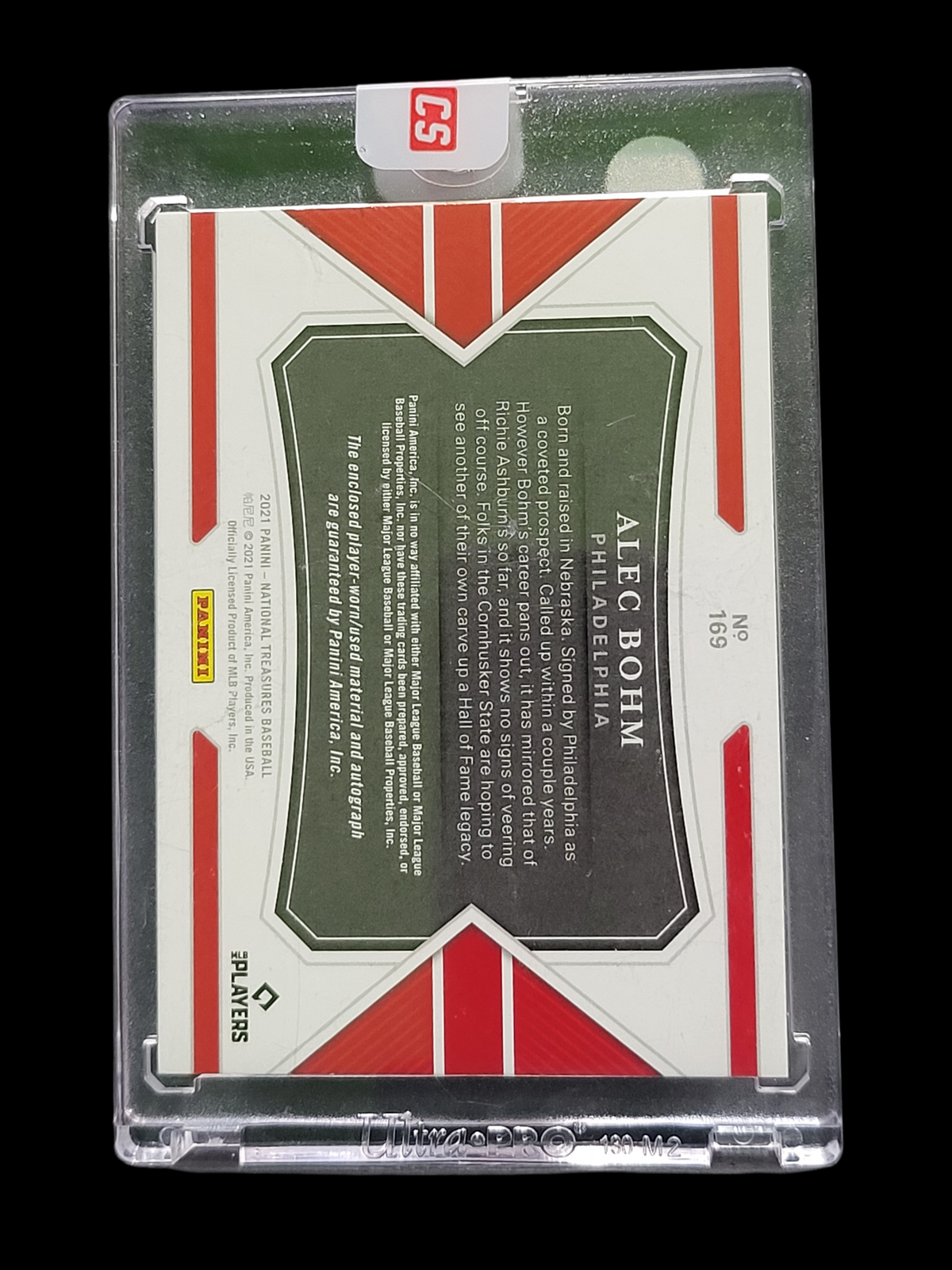 2021 Panini National Treasures Alec Bohm #169 Patch Rc 10/10