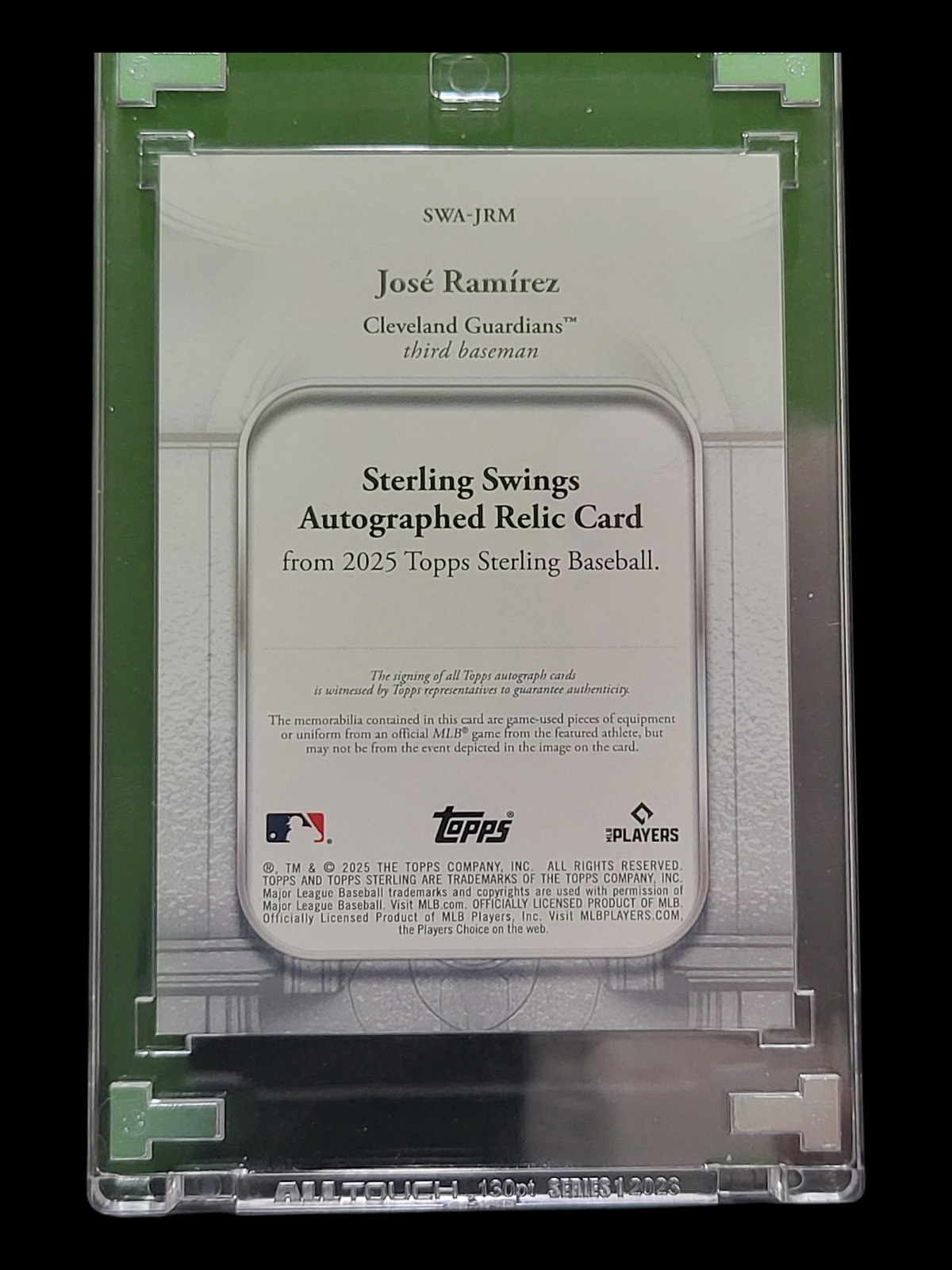 2025 Topps Sterling Baseball José Ramírez #Swa-Jrm Relic Memorabilia