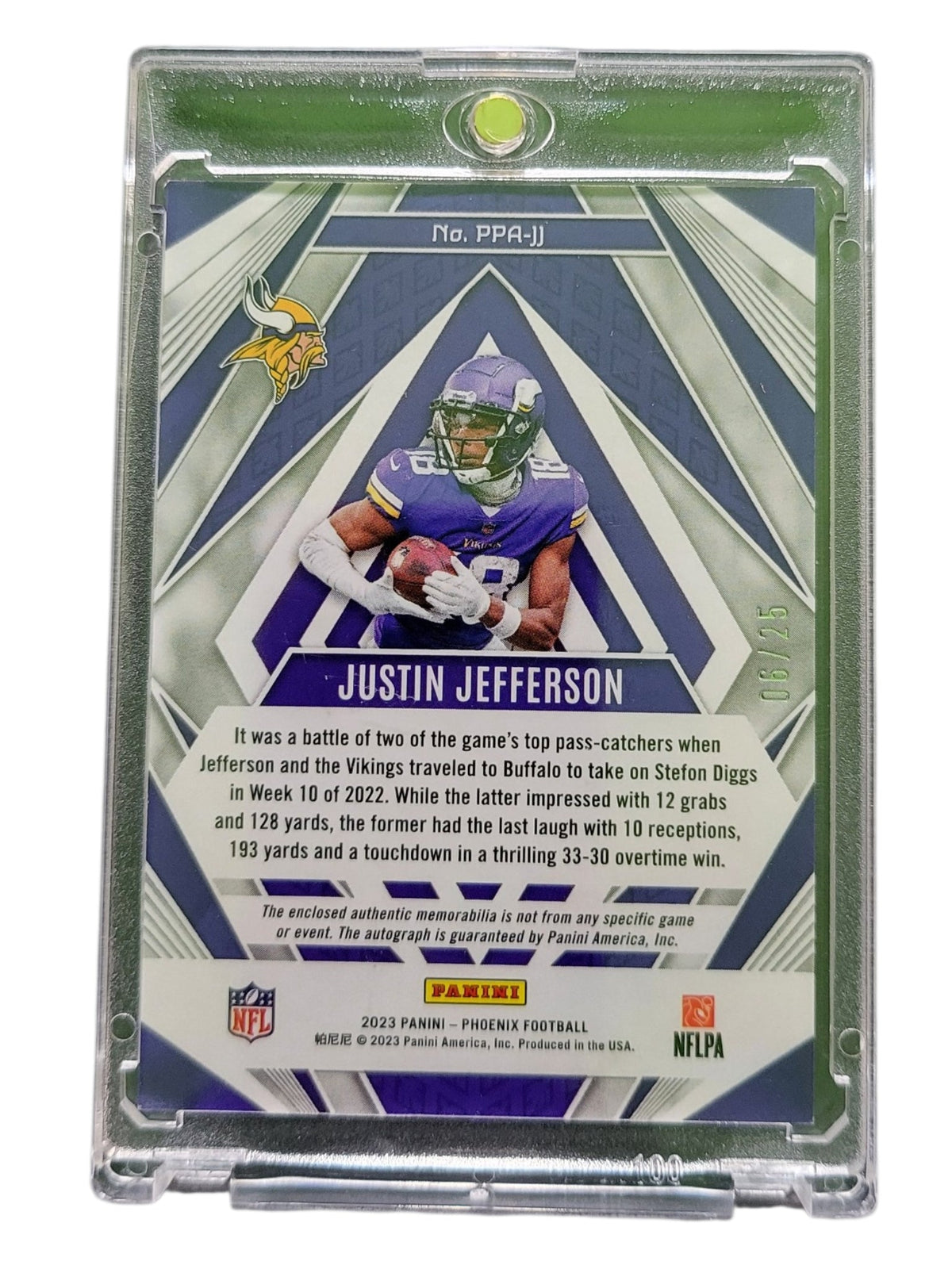 2023 Panini Phoenix Paragon Justin Jefferson #Ppa-Jj Green 06/25 Patch
