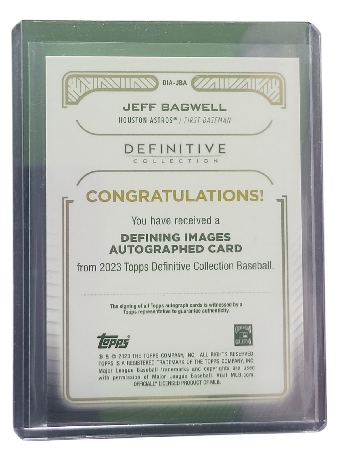 2023 Topps Definitive Collection Jeff Bagwell #Dia-Jba Green 10/10