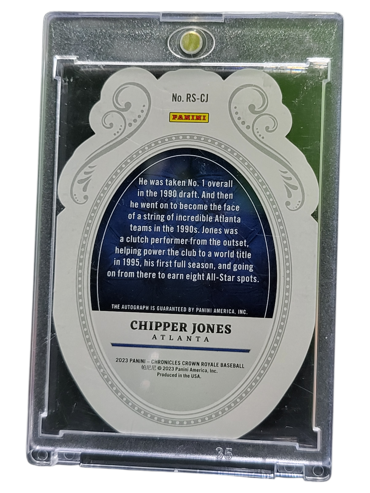 2023 Panini Chronicles Crown Royale Chipper Jones #Rs-Cj Signatures 65/99