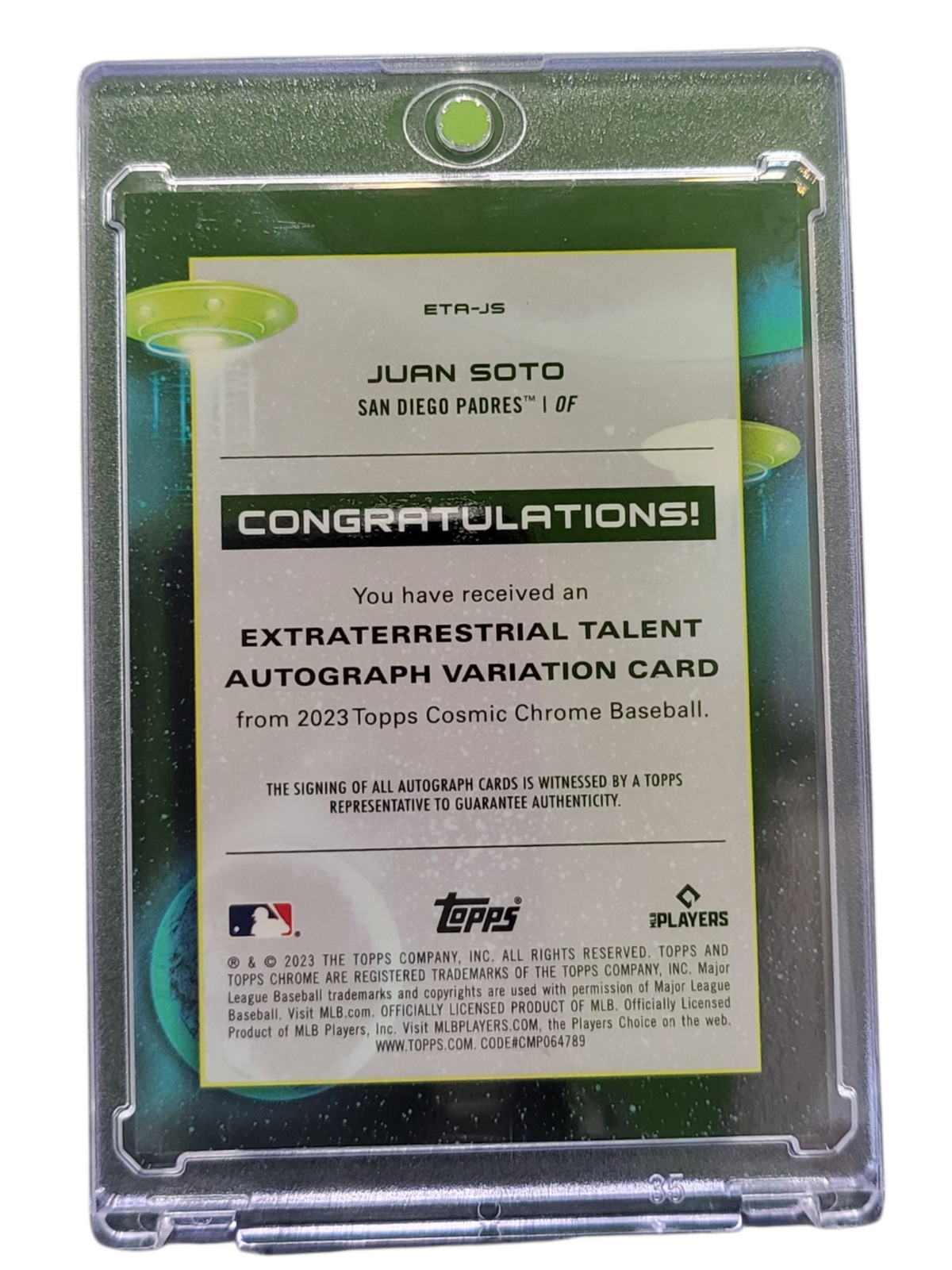 2023 Topps Cosmic Extraterrestrial Auto Variation Juan Soto #Eta-Js Orange /25
