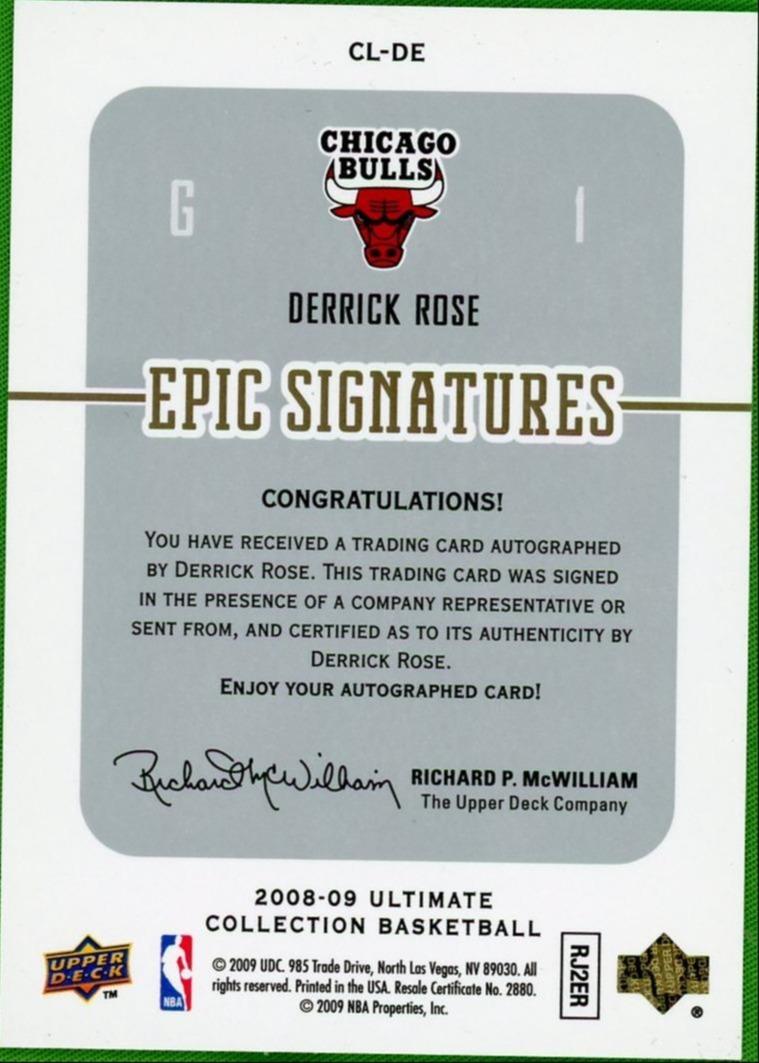 2008-09 Ultimate Collection Derrick Rose Century Legends Epic Rc Auto