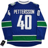 Autographed/Signed Elias Pettersson Vancouver Canucks Blue Authentic Hockey Jersey Fanatics COA
