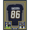 Framed Autographed/Signed Oronde Gadsden 35x39 Los Angeles San Diego Navy Blue Pro Cut Football Jersey Beckett BAS COA