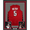 Framed Autographed/Signed Jrue Holiday 35x39 Portland Red Basketball Jersey Beckett BAS COA