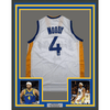 Framed Autographed/Signed Moses Moody 35x37 Golden State White Basketball Jersey Beckett BAS COA