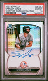 Graded 2023 Topps Bowman Chrome Spencer Jones #CPASJ Chrome Prospects Auto Refractor /499 1st Bowman Rookie RC Baseball Card PSA 10 Gem Mint
