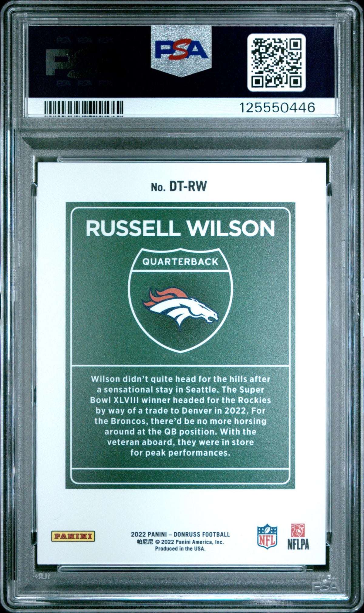 2022 Donruss Downtown Russell Wilson #Dtrw PSA 8
