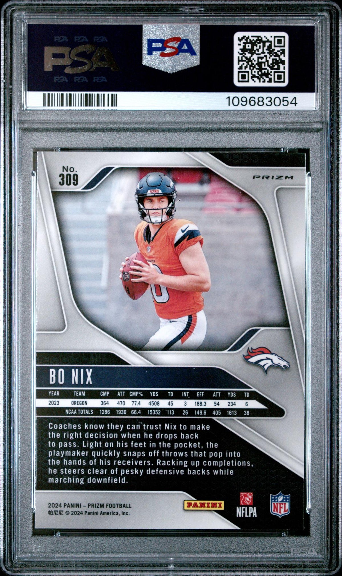 2024 Panini Prizm Orange Ice Bo Nix #309 PSA 10