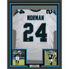 Framed Autographed/Signed Josh Norman 35x39 Carolina White Football Jersey JSA COA