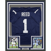 Framed Autographed/Signed Jaylen Reed 35x39 Penn State Blue College Football Jersey JSA COA