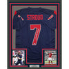 Framed Autographed/Signed CJ Stroud 35x39 Houston Blue Alternate Football Jersey Beckett BAS COA