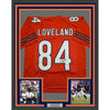 Framed Autographed/Signed Colston Loveland 35x39 Chicago Orange Football Jersey Beckett BAS COA