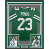 Framed Autographed/Signed D'Angelo Ponds 35x39 New York Green Football Jersey JSA COA