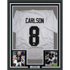 Framed Autographed/Signed Daniel Carlson 35x39 Las Vegas White Football Jersey Beckett BAS COA