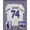 Framed Autographed/Signed Donovan Jackson 35x39 Minnesota White Alternate Football Jersey Beckett BAS COA