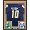 Framed Autographed/Signed Justin Herbert 2020 ROY 35x39 Los Angeles San Diego Navy Blue Football Jersey Beckett BAS COA