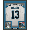 Framed Autographed/Signed Kelvin Benjamin 35x39 Carolina White Football Jersey Beckett BAS COA
