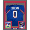 Framed Autographed/Signed Keon Coleman 35x39 Buffalo Blue Football Jersey Beckett BAS COA