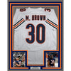 Framed Autographed/Signed Mike Brown 35x39 Chicago White Football Jersey JSA COA