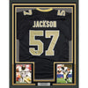 Framed Autographed/Signed Rickey Jackson 35x39 New Orleans Black Football Jersey Beckett COA