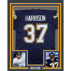 Framed Autographed/Signed Rodney Harrison 35x39 Los Angeles San Diego Navy Blue Football Jersey Beckett BAS COA