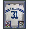 Framed Autographed/Signed Roy Williams 35x39 Dallas White Football Jersey Beckett BAS COA