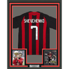 Framed Autographed/Signed Andriy Shevchenko 35x39 AC Milan Red Soccer Futbol Jersey Beckett BAS COA