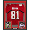 Framed Autographed/Signed Antonio Brown 35x39 Tampa Bay Red Football Jersey Beckett BAS COA