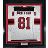 Framed Autographed/Signed Arseni Gritsyuk 35x39 New Jersey NJ White Hockey Jersey JSA COA