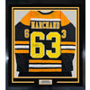 Framed Autographed/Signed Brad Marchand 35x39 Boston Black Hockey Jersey JSA COA