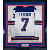 Framed Autographed/Signed Brady Tkachuk 35x39 USA United States 2026 Olympics Gold Medal White Hockey Jersey JSA COA