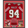 Framed Autographed/Signed Charles Haley 35x39 San Francisco Red Alternate Stat Football Jersey JSA COA