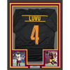 Framed Autographed/Signed Frankie Luvu 35x39 Washington Black Football Jersey Beckett BAS COA