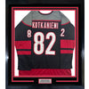 Framed Autographed/Signed Jesperi Kotkaniemi 35x39 Carolina Black Hockey Jersey Beckett BAS COA