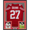 Framed Autographed/Signed Ji'Ayir Brown 35x39 San Francisco Red Football Jersey Beckett BAS COA