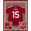 Framed Autographed/Signed Leny Yoro 35x39 Manchester United Red Soccer Futbol Jersey Beckett BAS COA