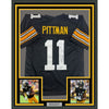 Framed Autographed/Signed Michael Pittman Jr. 35x39 Pittsburgh Black Football Jersey Beckett BAS COA