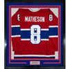 Framed Autographed/Signed Mike Matheson 35x39 Montreal Red Hockey Jersey Beckett BAS COA
