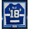 Framed Autographed/Signed Ondrej Palat 35x39 Tampa Bay Blue Hockey Jersey JSA COA