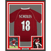 Framed Autographed/Signed Paul Scholes 35x39 Manchester United Maroon Soccer Futbol Jersey Beckett BAS COA