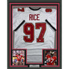 Framed Autographed/Signed Simeon Rice 35x39 Tampa Bay White Football Jersey JSA COA