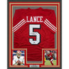 Framed Autographed/Signed Trey Lance 35x39 San Francisco Red Alternate Football Jersey Beckett BAS COA