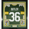Framed Autographed/Signed Leroy Butler 35x39 Green Bay Green Football Jersey Beckett BAS COA