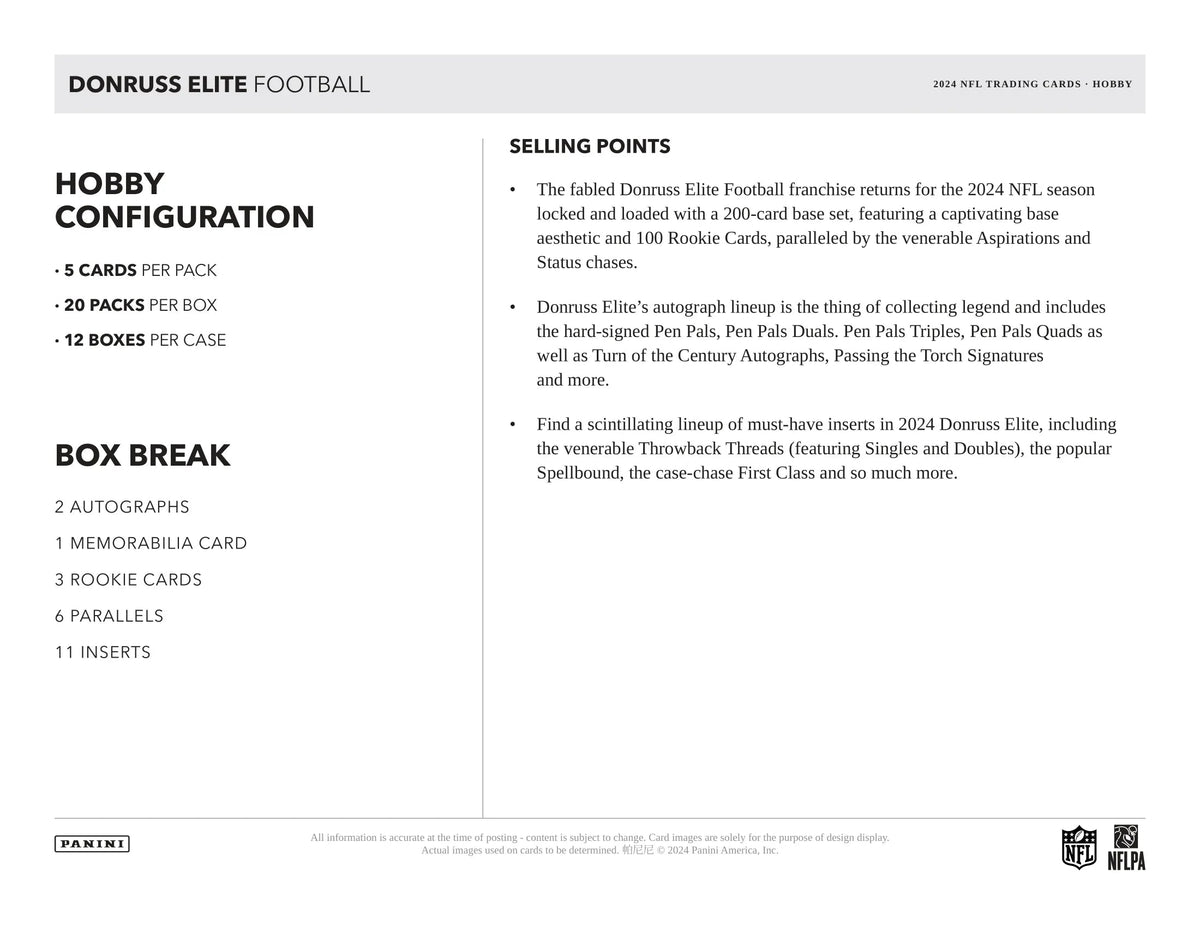 Panini - 2024 Donruss Elite American Football (NFL) - Hobby Box