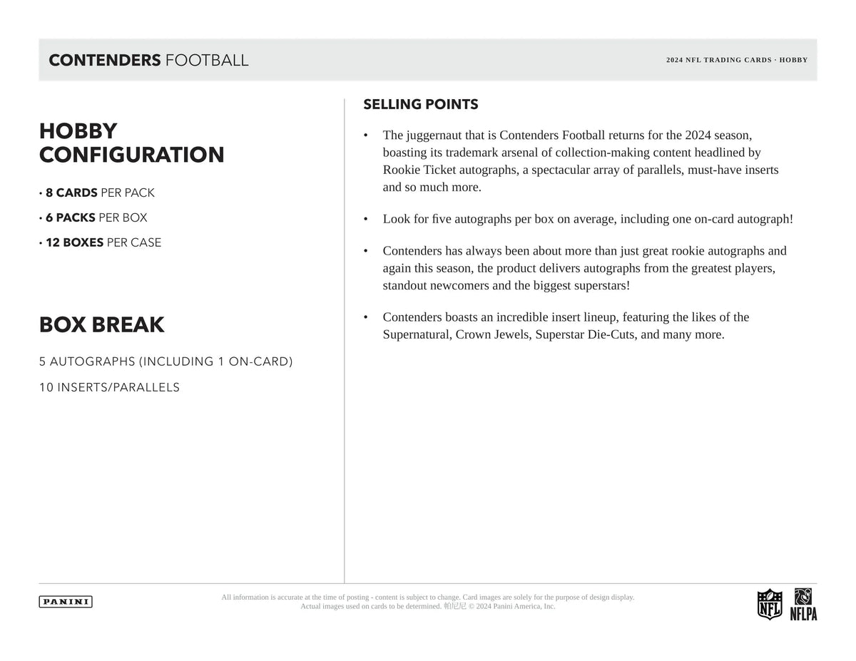 Panini - 2024 Contenders American Football (NFL) - Hobby Box